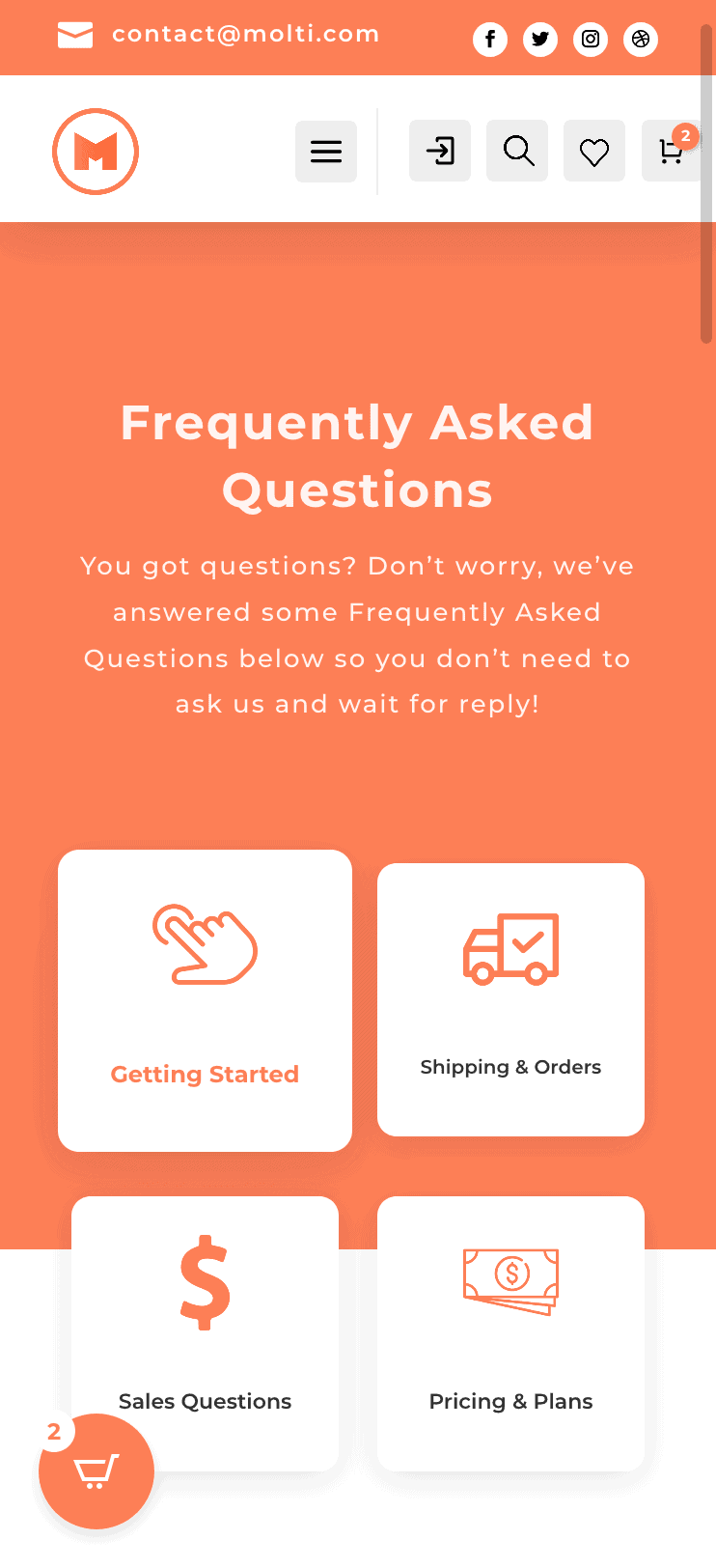 molti faq page mobile
