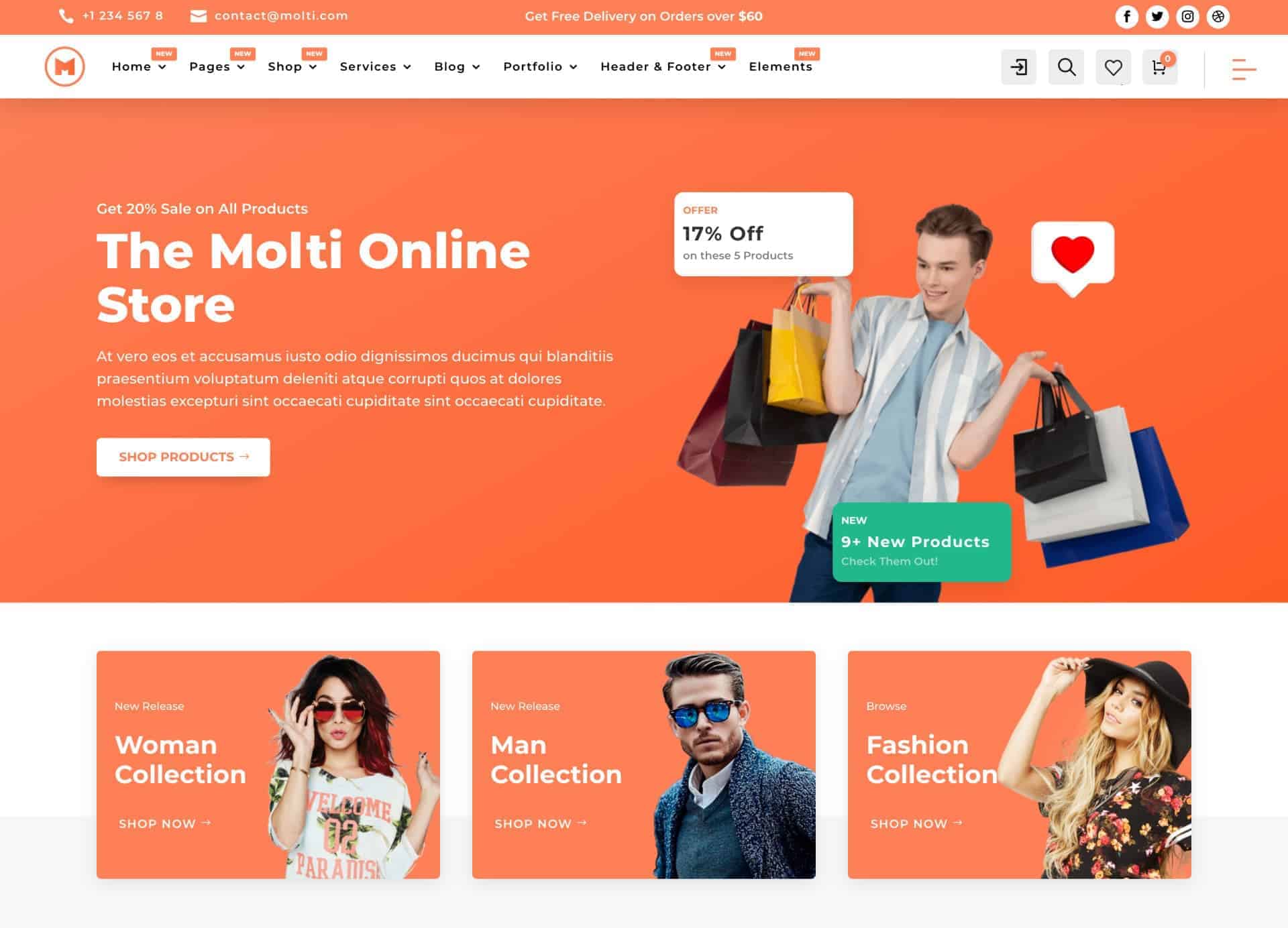 molti shope homepage scroll
